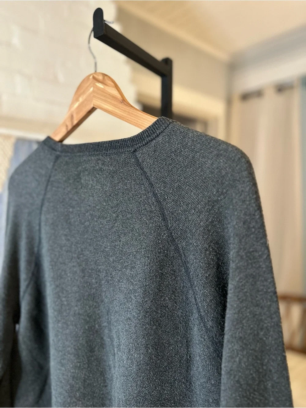 American Eagle Grey Sweater with Ribbed Arms and Hem